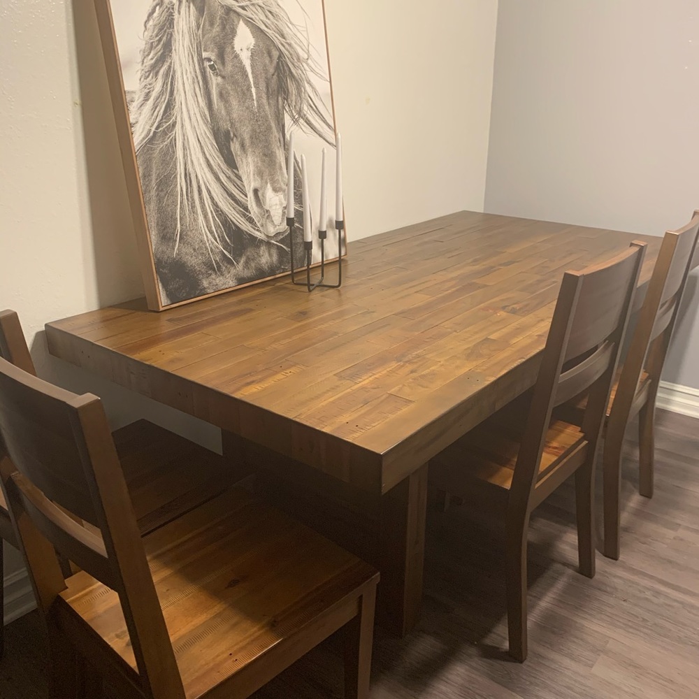 Dinning table 4 chairs .. wood material